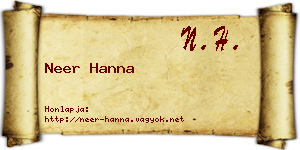 Neer Hanna névjegykártya
